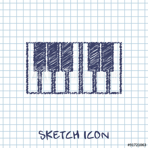 500x500 Vector Sketch Icon Of Piano Keys - Piano Keys Sketch
