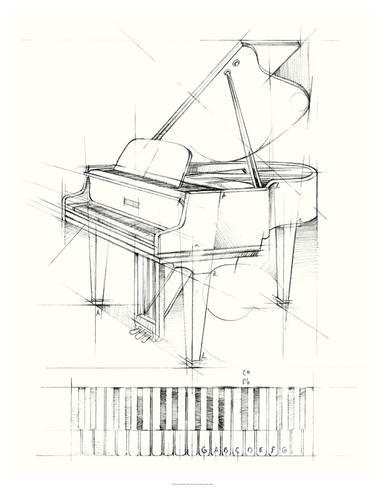 385x488 Piano Sketch Premium Giclee Print By Ethan Harper - Piano Sketch