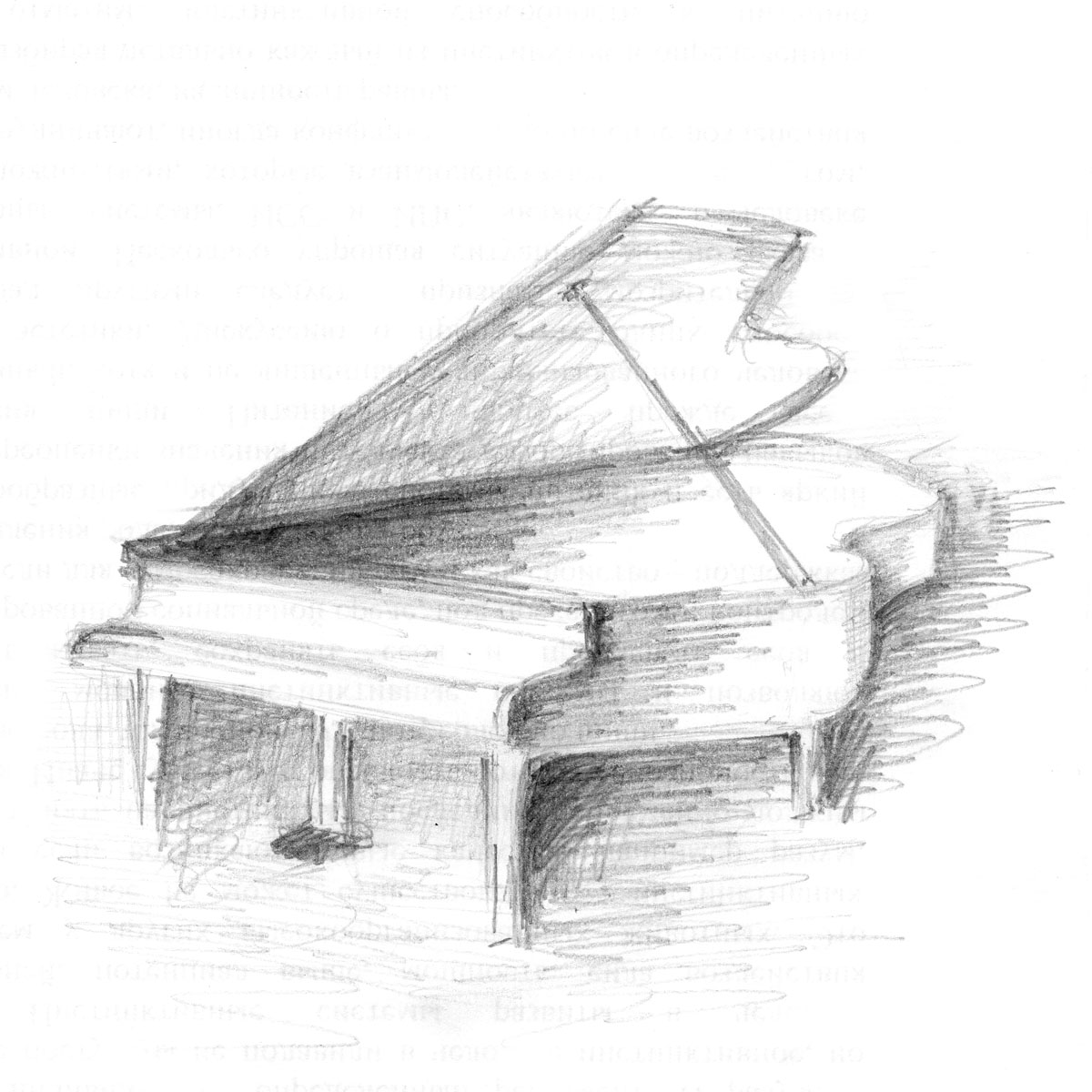 Фортепиано простым карандашом