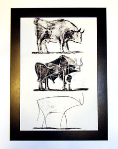 239x300 Pablo Picasso The Bull Framed, Giclee 8.3x12 Print On Canvas Art - Picasso Bull Sketch