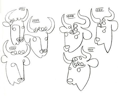 454x364 Pin By Makk On One Line Drawings, Picasso And - Picasso Bull Sketch