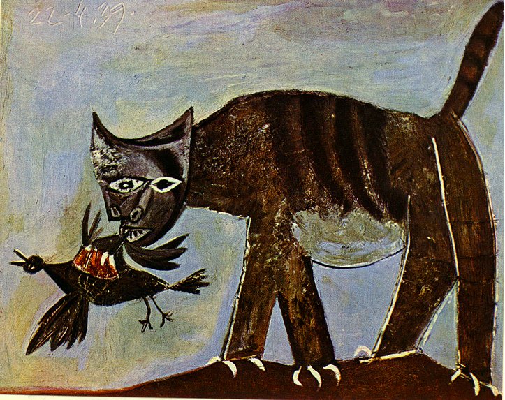 723x573 Cat Catching A Bird, 1939 - Picasso Cat Sketch