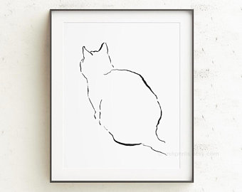 340x270 Cat Line Drawing Etsy - Picasso Cat Sketch