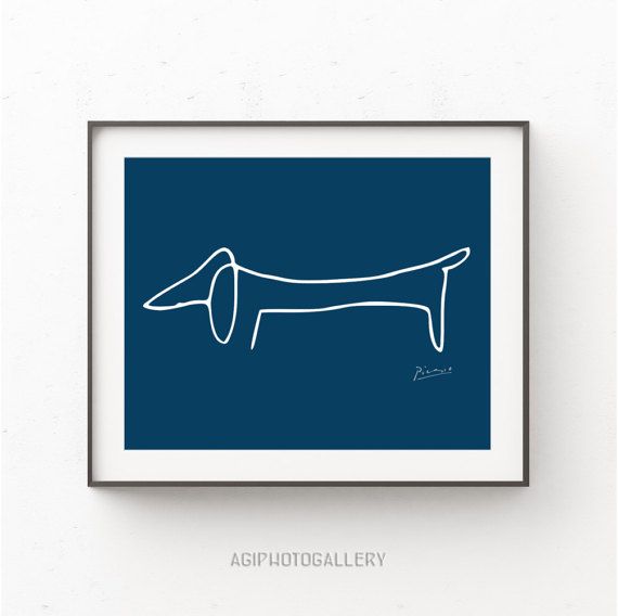 570x568 Picasso The Dog Print, Picasso Print Dachshund, Minimalist Picasso - Picasso Dachshund Sketch