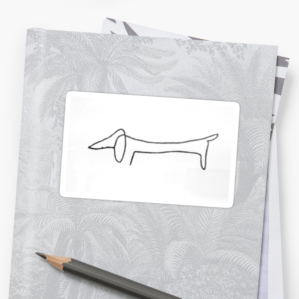 1000x1000 Lump Picasso Dog Sketch Stickers By Bennymaciel Redbubble - Picasso Dog Sketch