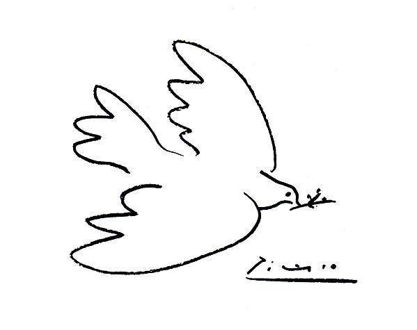 599x475 God Remembers Us. Let Us Remember Him. Drawing - Picasso Dove Sketch
