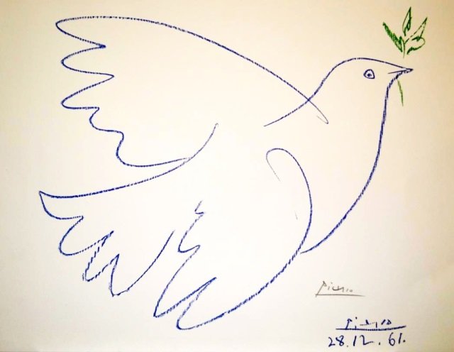 640x496 Pablo Picasso Dove Of Peace Signed Lithograph - Picasso Dove Sketch