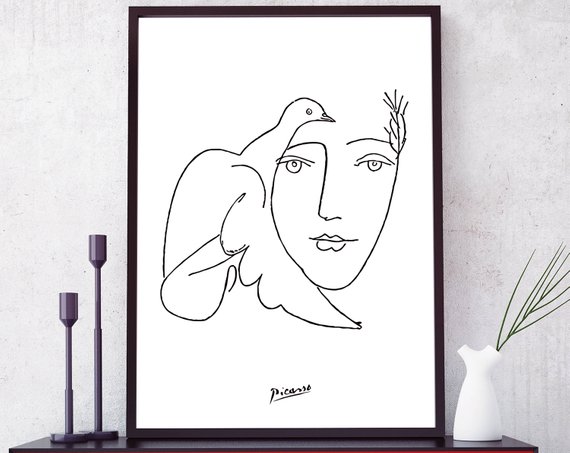 570x453 Picasso Dove Print. Picasso Sketches. Picasso Face Amp Dove Etsy - Picasso Dove Sketch