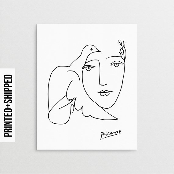 570x570 Picasso Poster Picasso Dove Print Picasso Woman Dove Poster Etsy - Picasso Dove Sketch