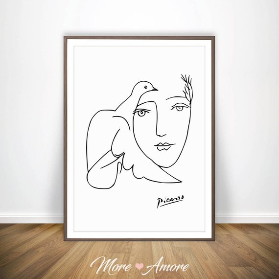 570x570 Picasso Poster Picasso Dove Print Picasso Woman And Dove Etsy - Picasso Dove Sketch