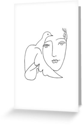 277x415 Picasso Dove Face Sketch Greeting Cards By Mckaelasi Redbubble - Picasso Dove Sketch