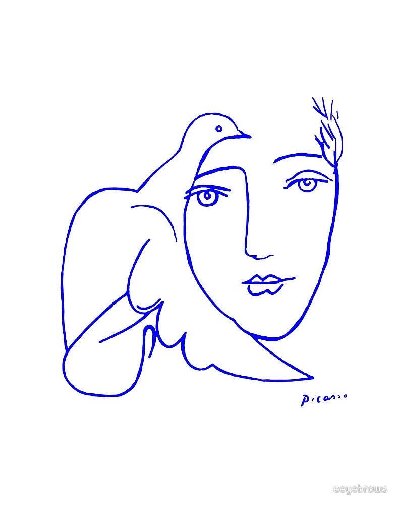 789x1000 Art On Twitter Picasso, Face Dove (Sketch), Blue - Picasso Dove Sketch