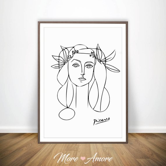 570x570 Picasso Print Picasso Art Sketch Art Sketch Print Picasso Etsy - Picasso Face Sketch
