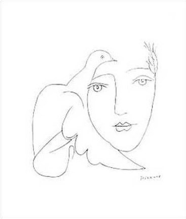 367x432 Face Dove Fine Art Print By Pablo Picasso - Picasso Face Sketch