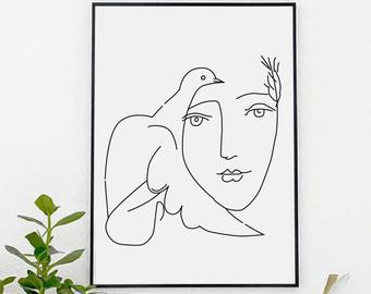 340x270 Pablo Picasso Girl Sketch Picasso Illustration Poster Etsy - Picasso Girl Sketch
