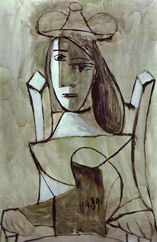 502x772 Pablo Picasso. Young Girl Struck By Sadness. - Picasso Girl Sketch