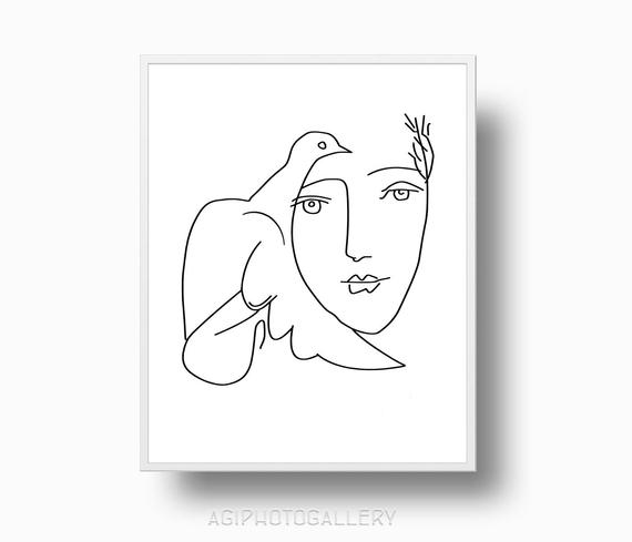 570x489 Picasso Face Of Peace Iv Instant Download Picasso Girl Dove Etsy - Picasso Girl Sketch