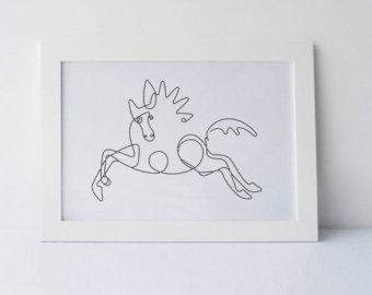 340x270 Picasso Line Drawing Picasso Poster Picasso Sketch Etsy - Picasso Horse Sketch