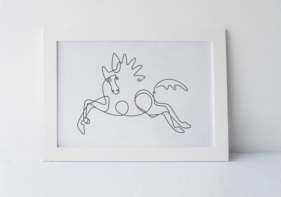 570x401 Picasso Line Drawing Picasso Printable Picasso Poster Etsy - Picasso Horse Sketch