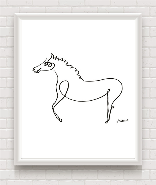 540x640 Canvas Painting Picasso Minimalist Horse Line Drawing Art Print - Picasso Horse Sketch