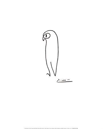 360x450 Owl Art Print By Pablo Picasso - Picasso Owl Sketch