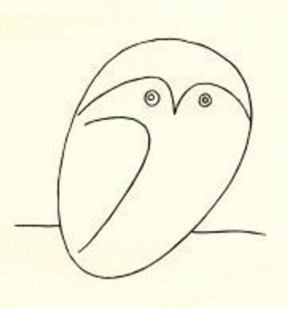 570x611 Picasso Owl Sketch Silhouette Pdf Cross Stitch Pattern Etsy - Picasso Owl Sketch