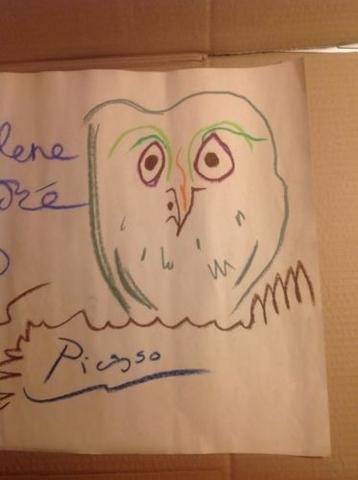 358x480 Picasso Pastel Sketch Of An Owl. - Picasso Owl Sketch