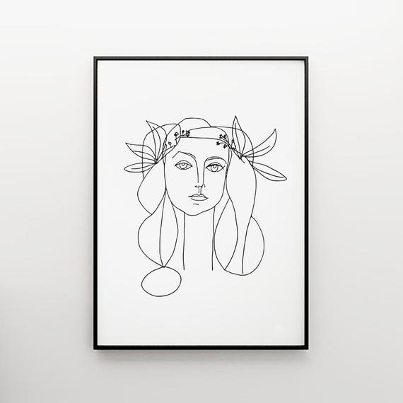 570x570 Pablo Picasso Woman Sketch Picasso Girl Face Picasso Poster Etsy - Picasso Woman Sketch