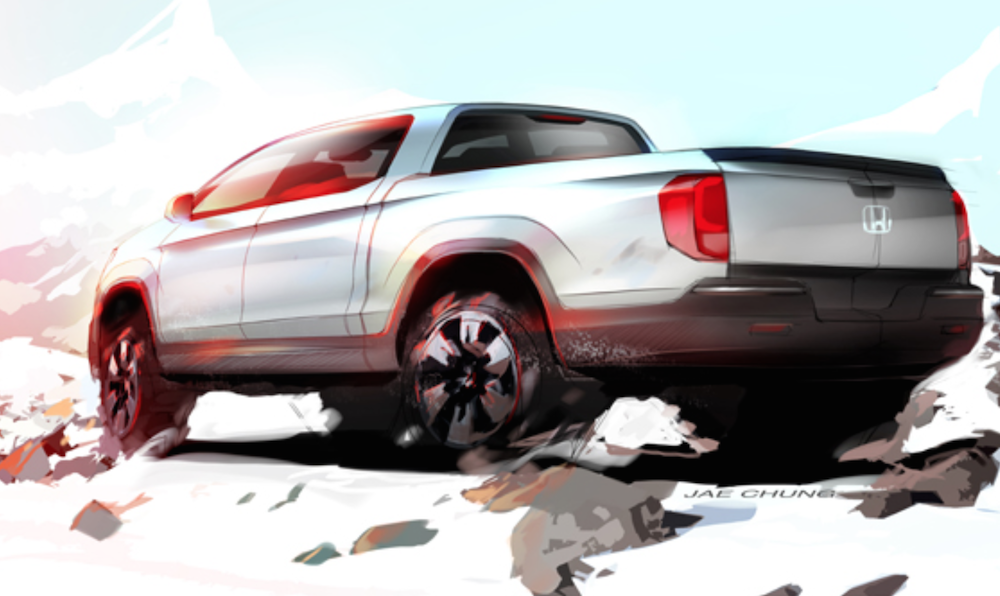1000x596 Honda Is Reviving Its Ridgeline Pickup, Reveals Sketch With More - Pick Up Sketch