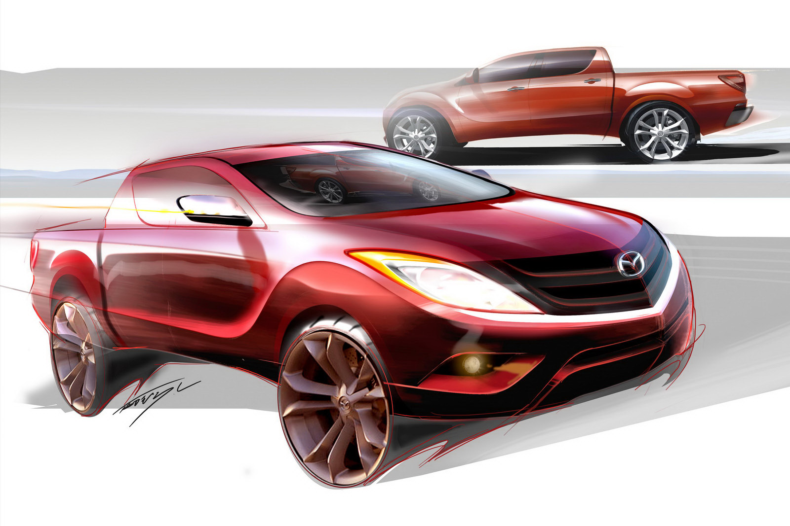 1600x1067 Mazda Releases Some Sketches Of A New Pickup - Pick Up Sketch