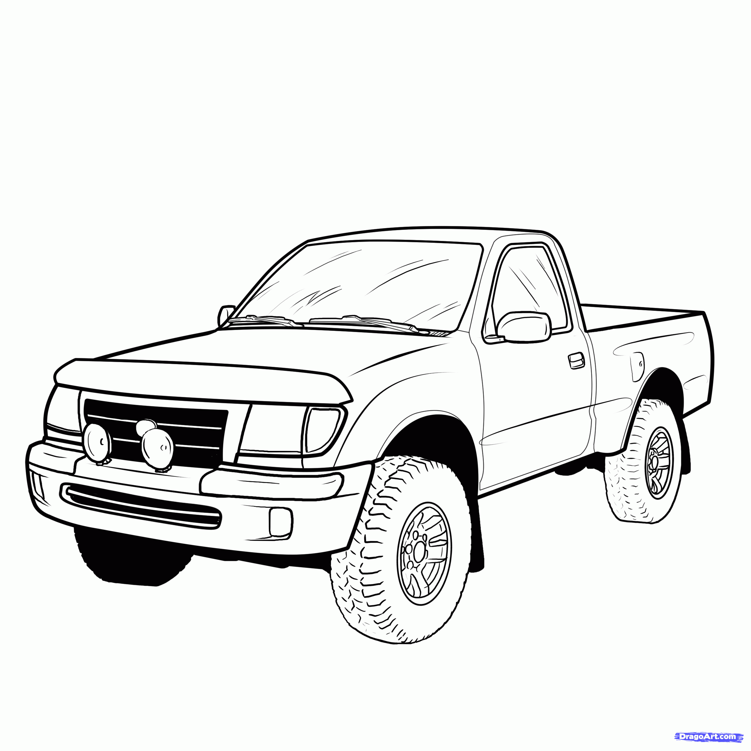 2550x2550 Pickup Truck Drawing, Pencil, Sketch, Colorful, Realistic Art - Pick Up Sketch