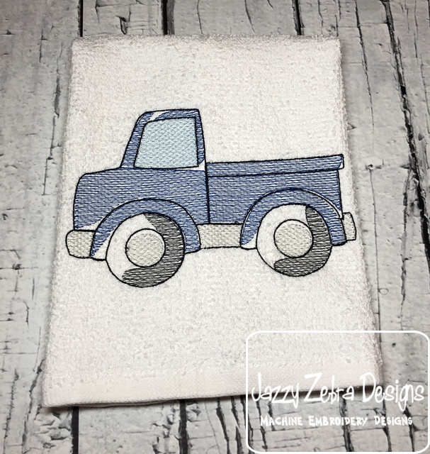607x640 Truck Sketch Embroidery Design - Pick Up Sketch