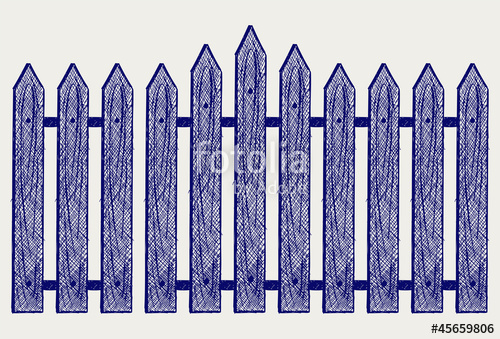 500x339 Wooden Fence. Sketch Stock Image And Royalty Free Vector Files On - Picket Fence Sketch