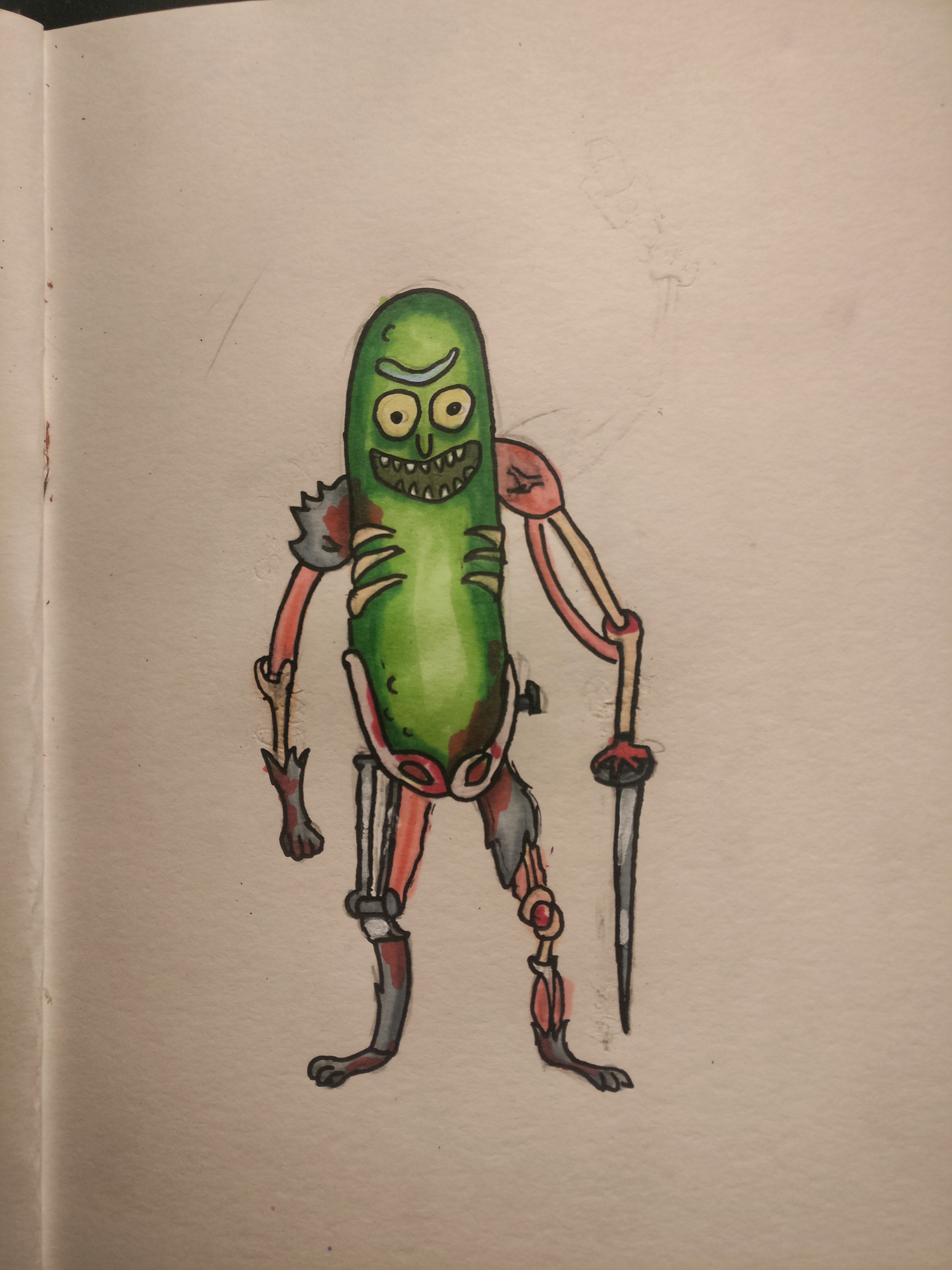 3480x4640 Pickle Rick Drawing By Davisstudios On Newgrounds - Pickle Sketch