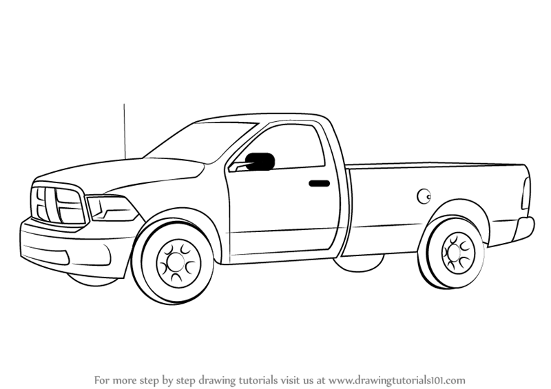 800x565 Learn How To Draw A Pickup Truck (Trucks) Step By Step Drawing - Pickup Truck Sketch