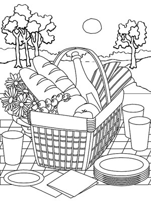 300x400 Picnic Basket Clipart End Summer - Picnic Basket Sketch