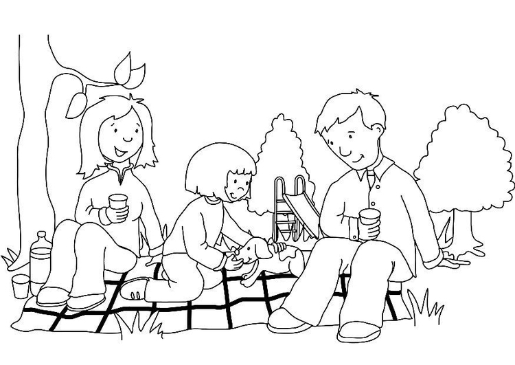 750x531 Coloring - Picnic Scene Sketch