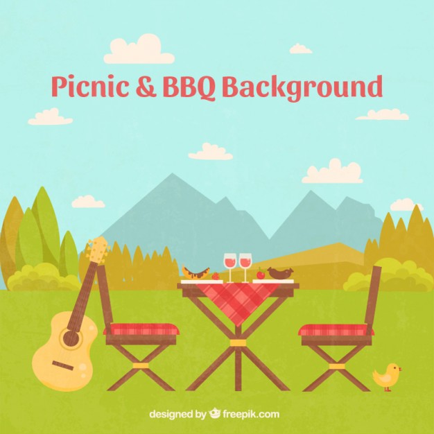 626x626 Beautiful Landscape With A Picnic Scene Background Vector Free - Picnic Scene Sketch