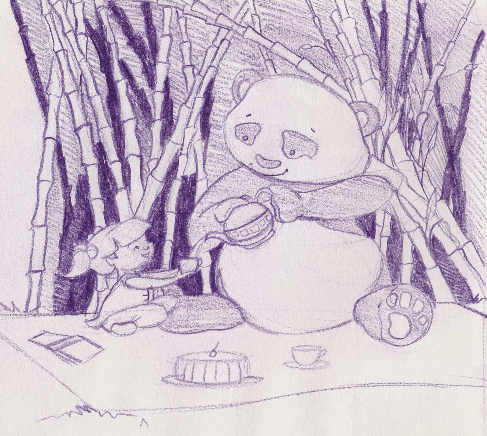 1600x1433 Illustrations And Doodles Panda Picnic Sketch - Picnic Sketch