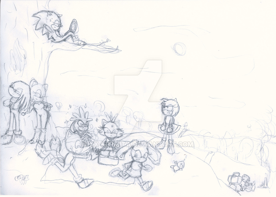 900x643 A Sonic Picnic [Sketch] By Xx Kermita - Picnic Sketch