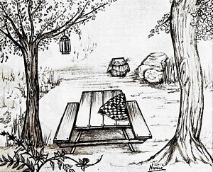 300x243 Picnic Table Drawings Fine Art America - Picnic Table Sketch