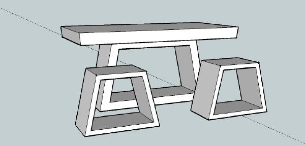 600x288 Trapezoid Table - Picnic Table Sketch