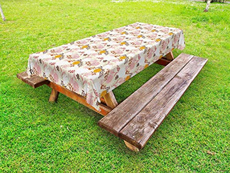 466x350 Lunarable Floral Outdoor Tablecloth, Wildflowers - Picnic Table Sketch