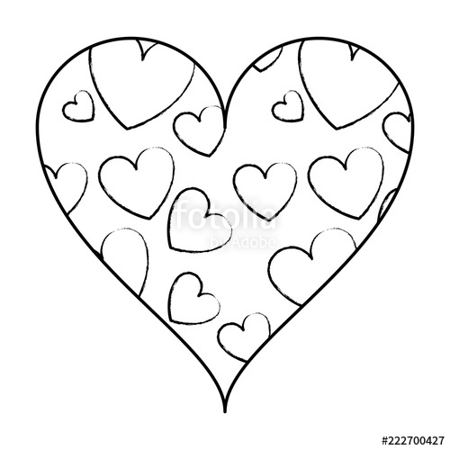 500x500 Hearts Inside Heart Frame Sketch Stock Image And Royalty Free - Picture Frame Sketch