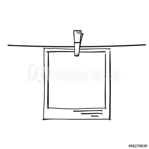 500x500 Photo Frame On Rope Doodle Sketch, Vector - Picture Frame Sketch