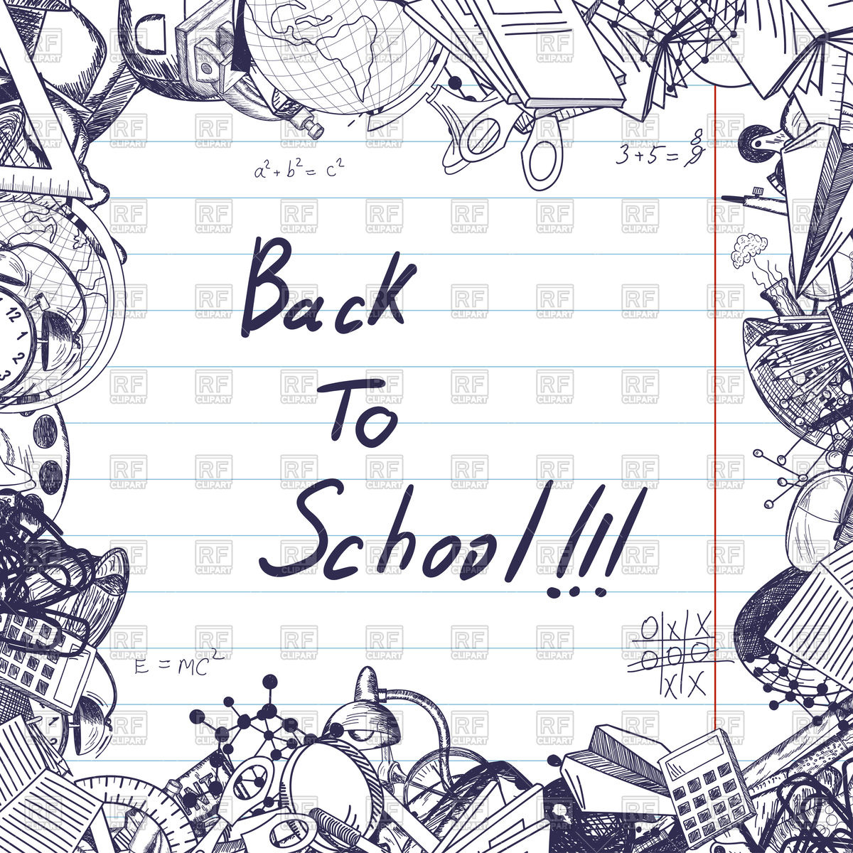 1200x1200 Back To School Sketch Drawing Frame Vector Image Vector Artwork - Picture Frame Sketch
