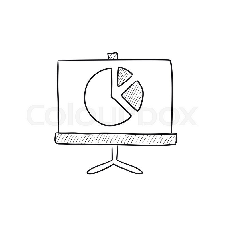 800x800 Roller Screen With Pie Chart Vector Sketch Icon Isolated On - Pie Chart Sketch