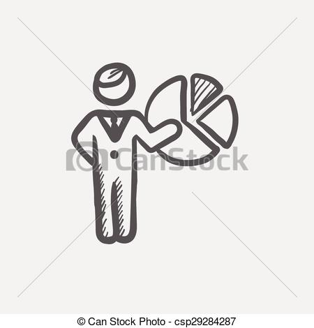 450x470 Businessman Pointing - Pie Chart Sketch