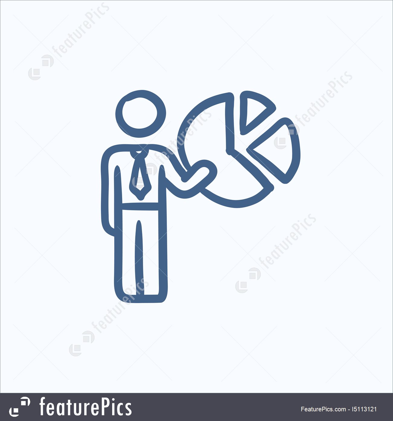1300x1392 Illustration Of Businessman Pointing At The Pie Chart Sketch Icon. - Pie Sketch