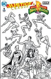 197x300 Justice League Power Rangers 1 Fried Pie Sketch Bampw Allred Variant - Pie Sketch